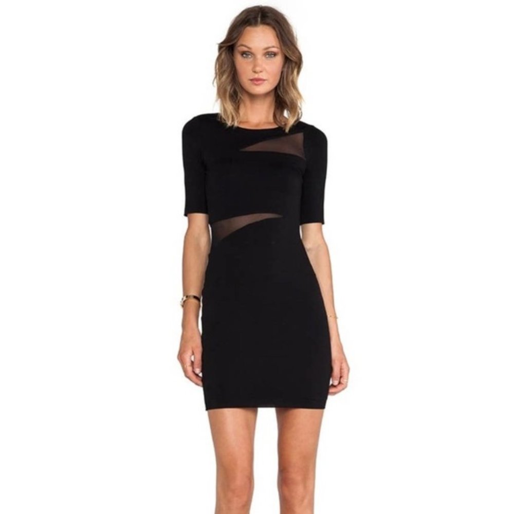 Bailey 44 Vanishing Point Bodycon Black Dress w/ Sheer Mesh